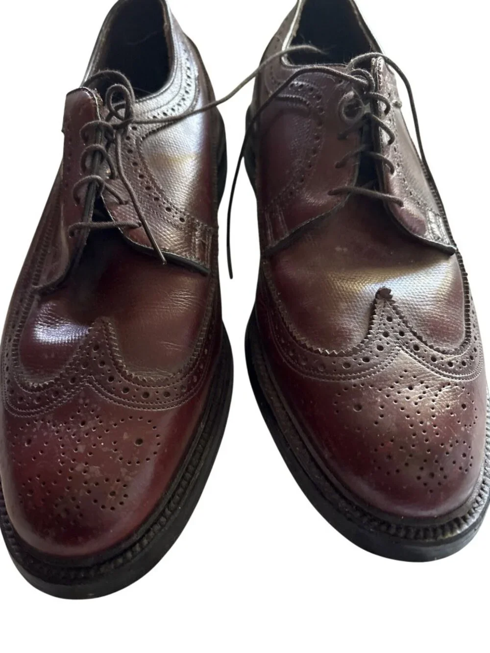 Vintage Mens Leather Wingtip Oxford Shoes Brown Size 8 USA-Made